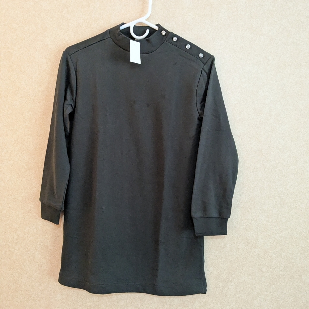 J Crew Girls Black Disco Cotton Sweater Dress Size 10